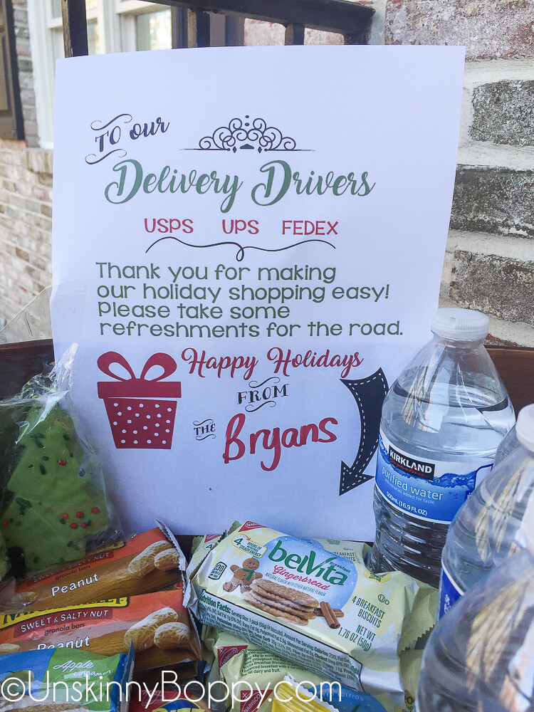 Delivery Driver Porch Snacks for Christmas Packages