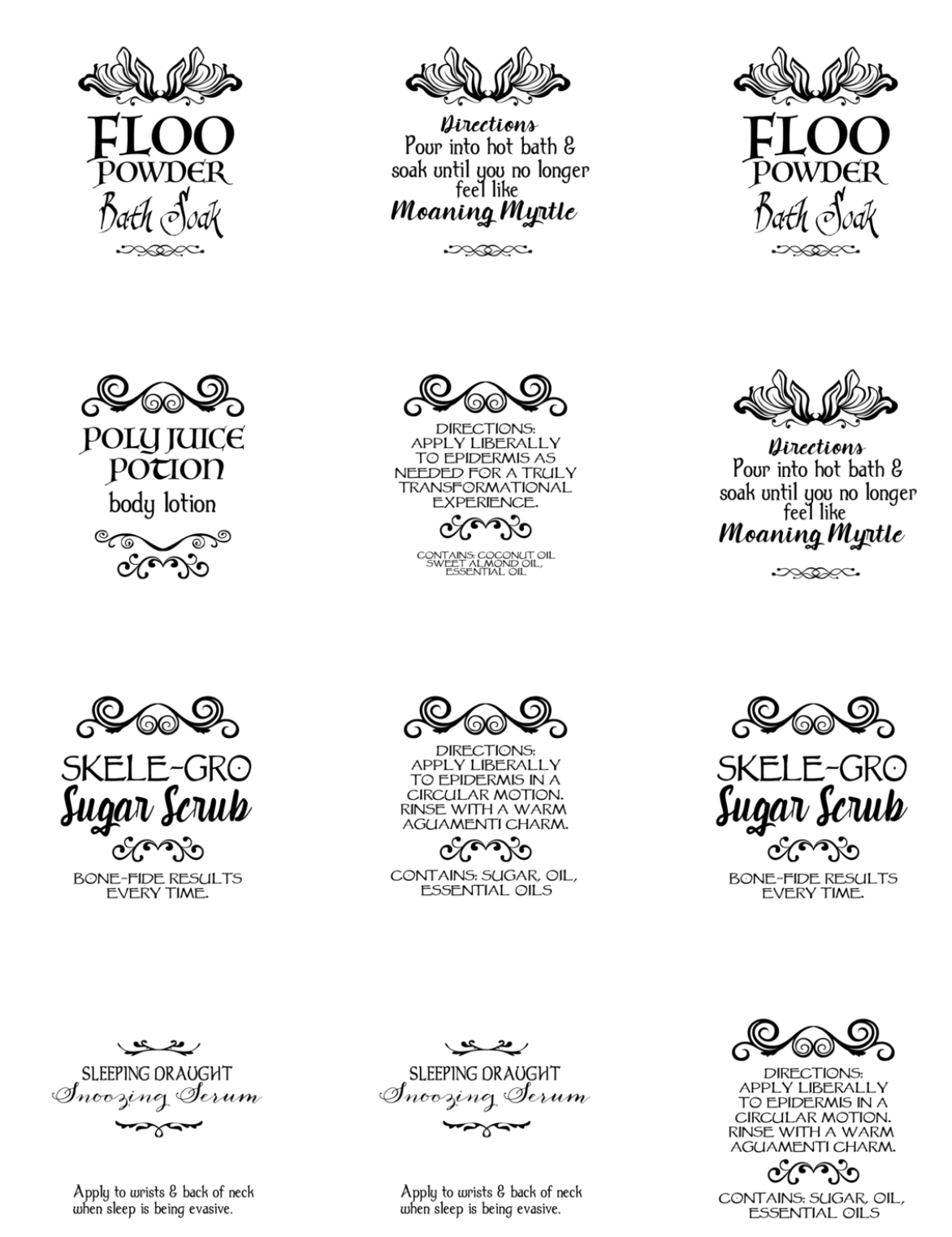 Harry Potter Potion Recipes with Essential Oils (Printable Labels) Intended For 15 Harry Potter Potion Labels Templates