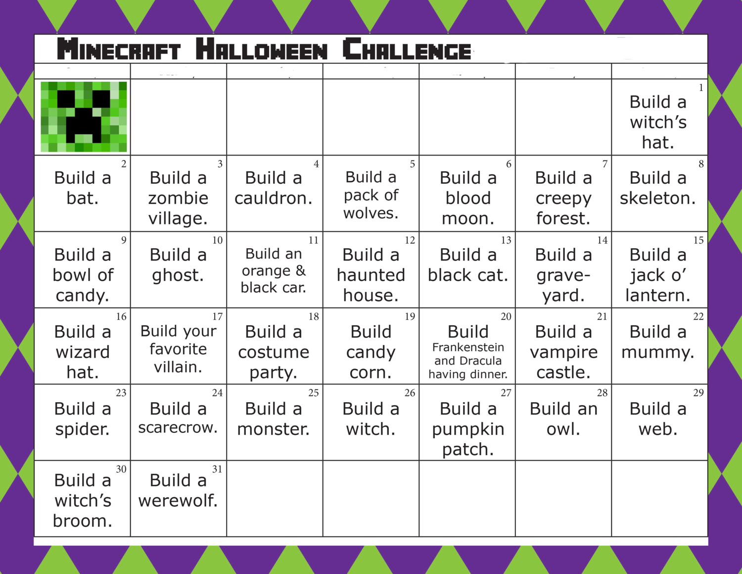 Minecraft Halloween Challenge