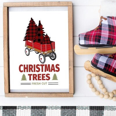 Christmas Trees, Fresh Cut Plaid + Red Wagon Printable
