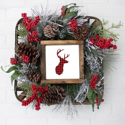 Red Flannel Deer Christmas / Winter Printable (8x8 Square)