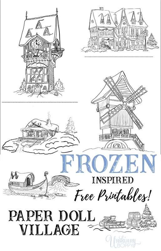 Frozen Inspired Arendelle Paper Doll Village Scenes Free Printable