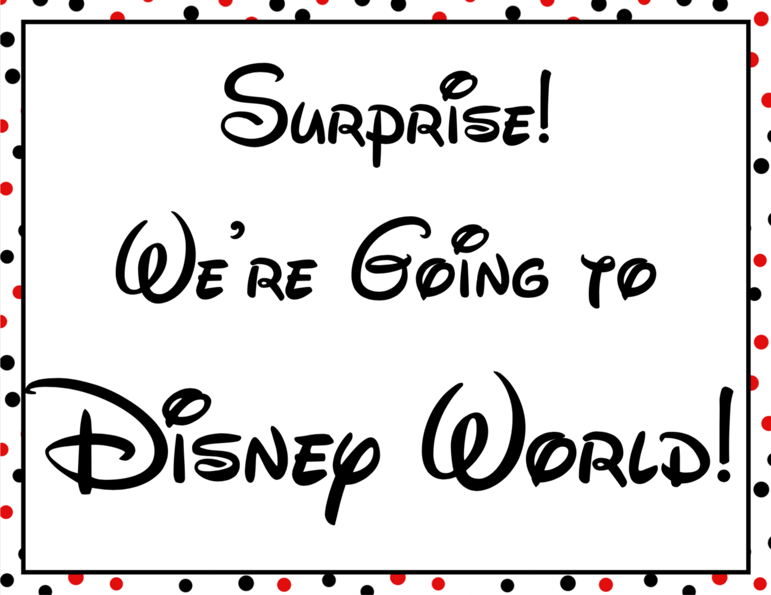 Disney World Surprise Announcement Sign With Countdown And Fake Ticket Boarding Pass