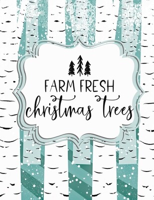 Farm Fresh Christmas Trees- Aqua Blue and White Birch