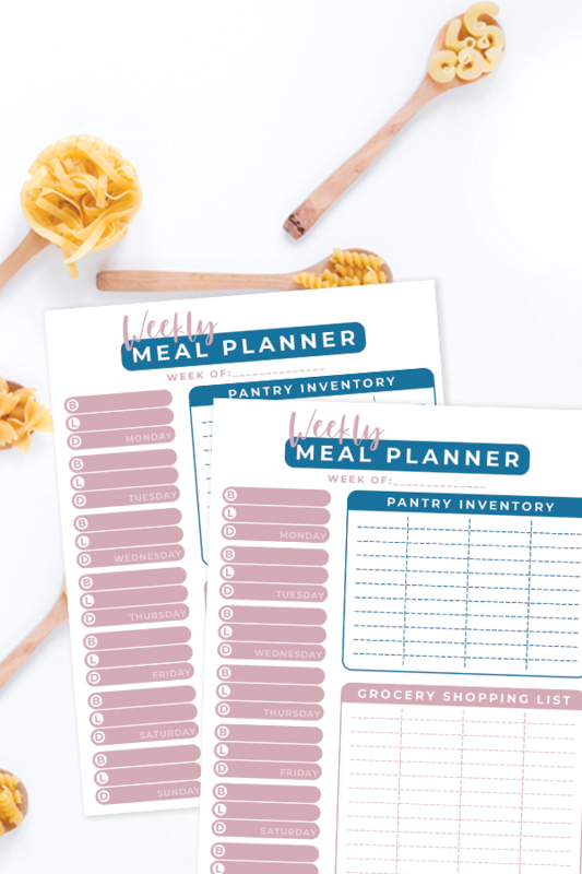 Weekly Meal Planner Free Printable includes Pantry Inventory+ Grocery Shopping List(1 pg)