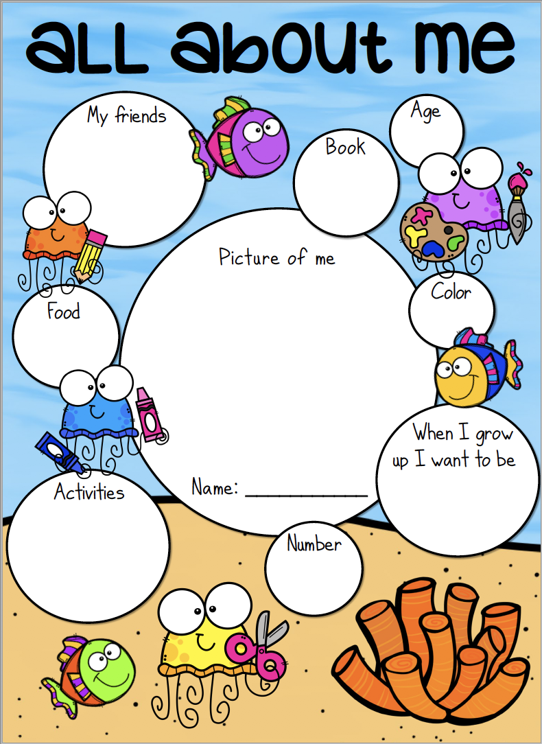 "All About Me" Back to School Kids Printable- Under the Sea Themed