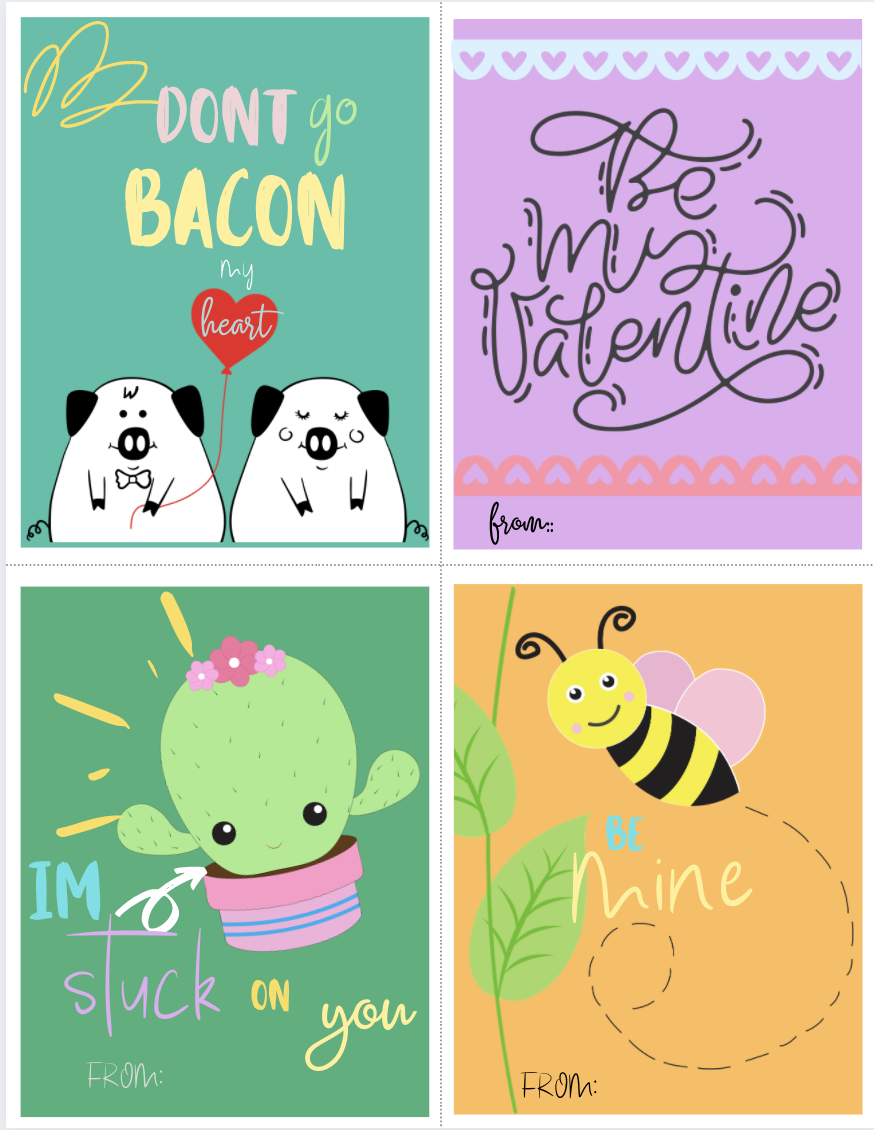 Cute Animal Valentine s Cards Free Printable 8 Pack 
