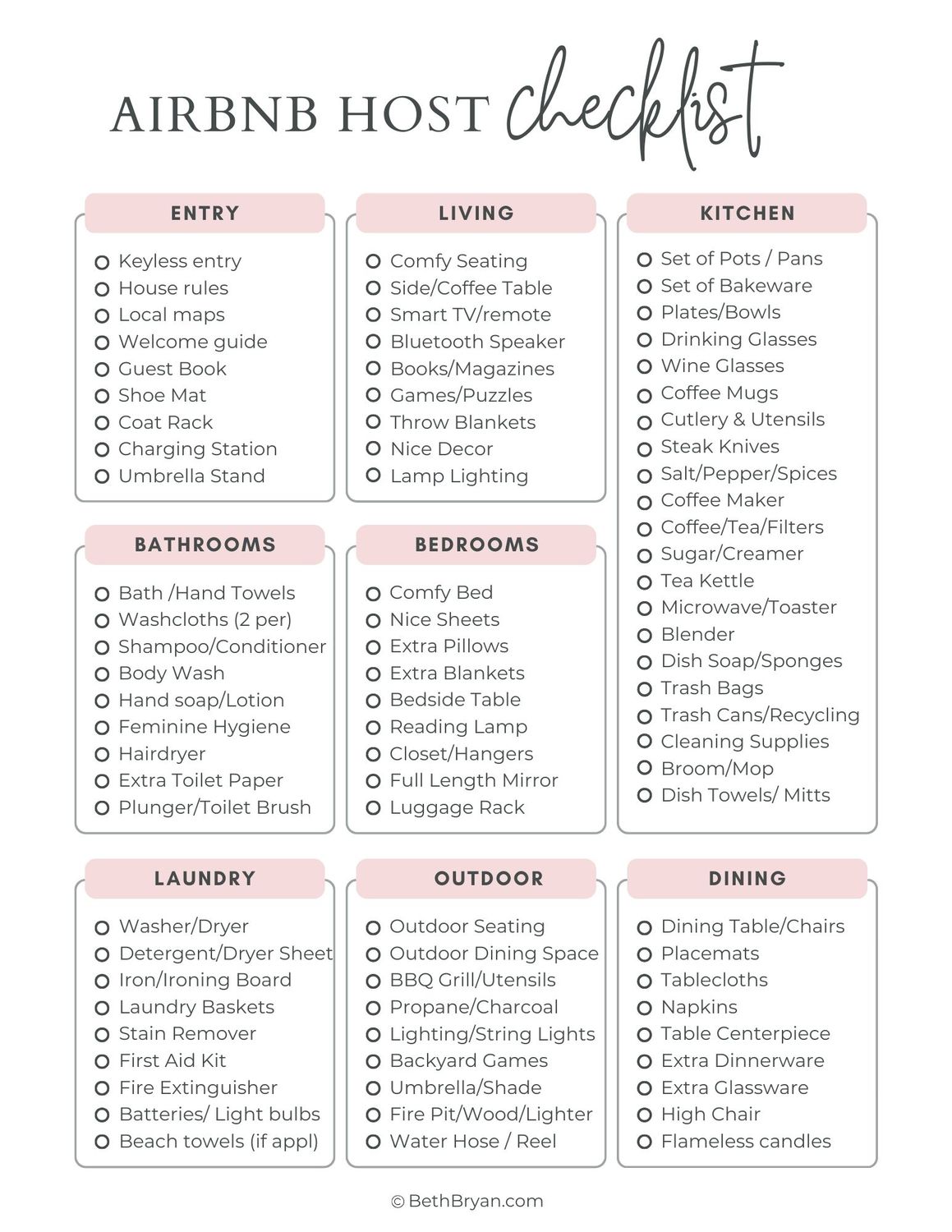 AirBNB Host Checklist- Guide for a 5-Star Guest Experience
