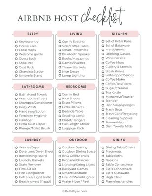 AirBNB Host Checklist- Guide for a 5-Star Guest Experience