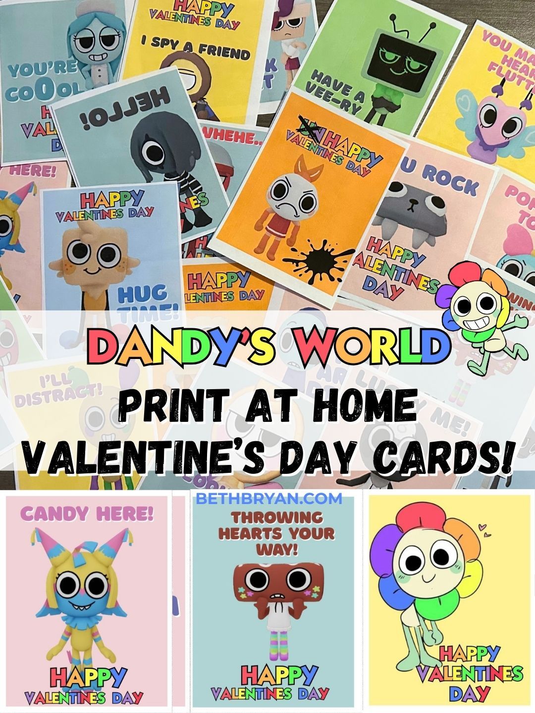 Dandy’s World Valentine Cards Printable | Roblox Game Valentines | Last-Minute Print at Home Valentine's Day Cards (Instant Download)