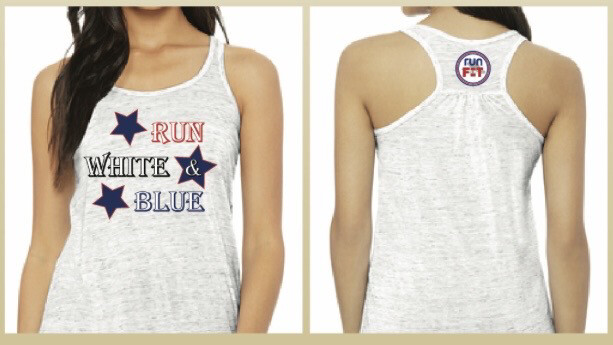 Run White &amp; Blue Flowy Tank