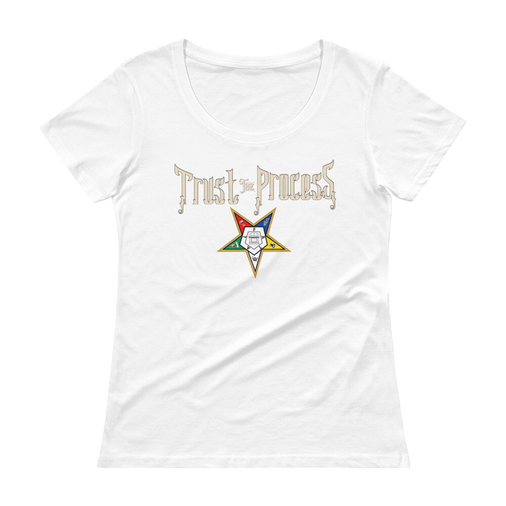 Trust the Process Scoopneck T-Shirt, Color: White, Size: XS