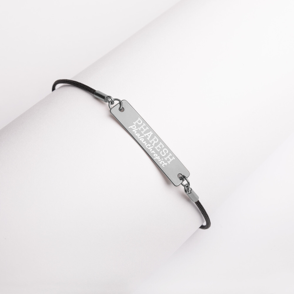 PHARESH Engraved String Bracelet (Multiple Colors), Color: Black Rhodium coating