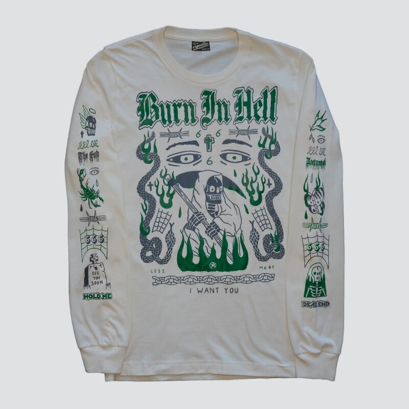 GREEN BURN IN HELL - LONG SLEEVE T-SHIRT