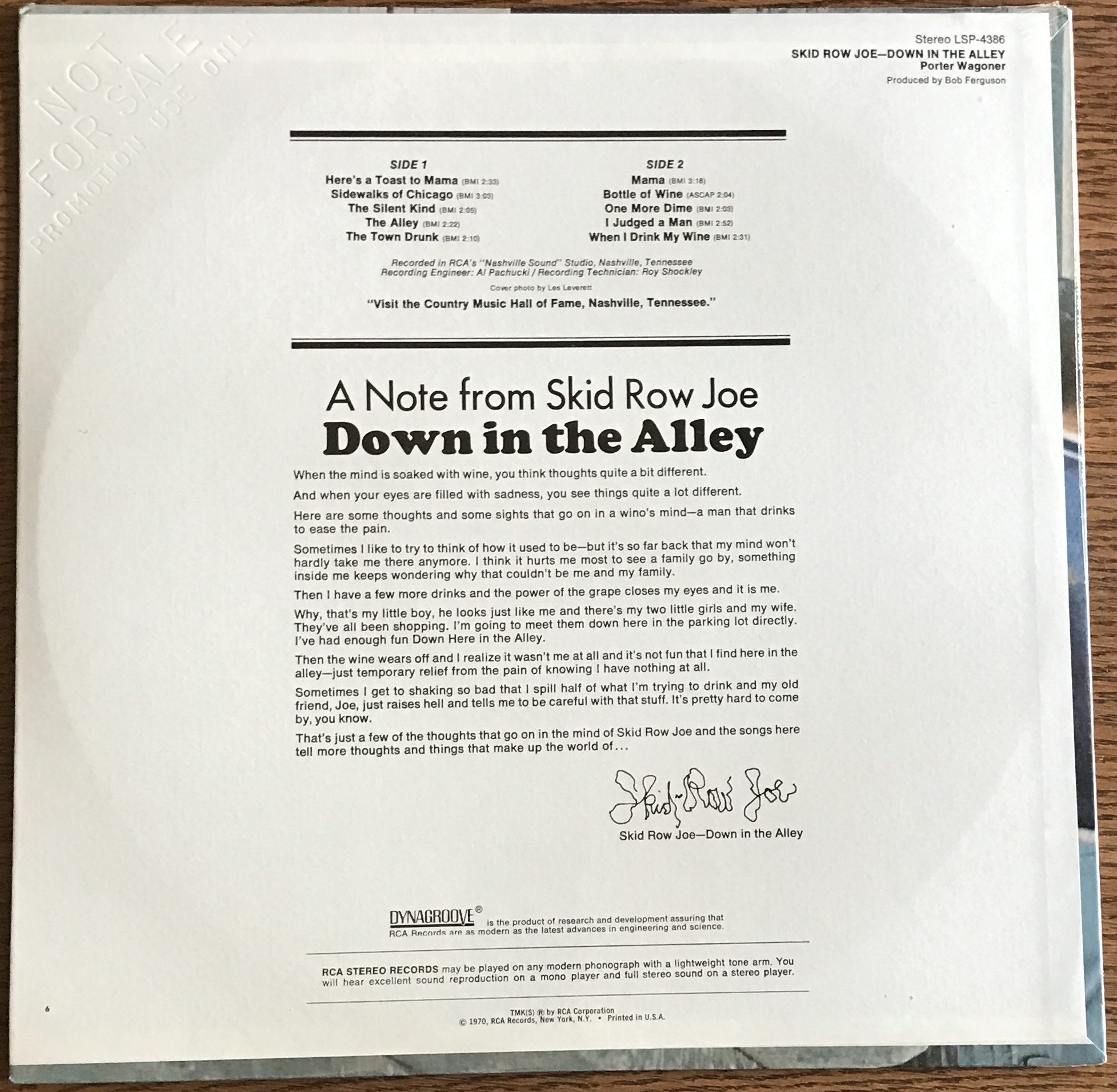 Porter Wagoner Skid Row Joe "Down In the Alley" LP | Heart of Texas Records  Online Shopping | Heart of Texas Country Music