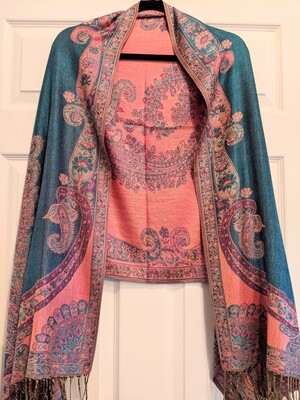 Pashmina - Turquoise and Pink