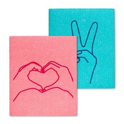 The Amazing Swedish Dishcloth - Peace and Love Set of 2