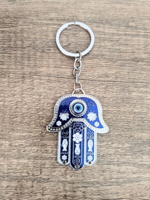 Evil Eye Keychain - Blue Hamsa