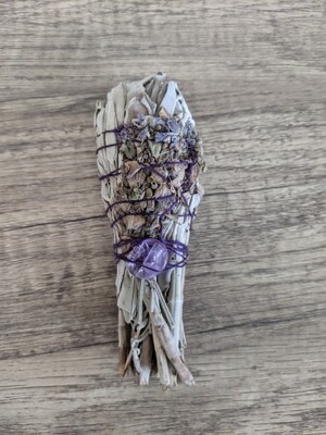 White Sage with Lavender & Amethyst Smudge Bundle