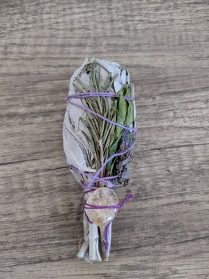 White Sage with Lavender and Citrine Smudge Bundle