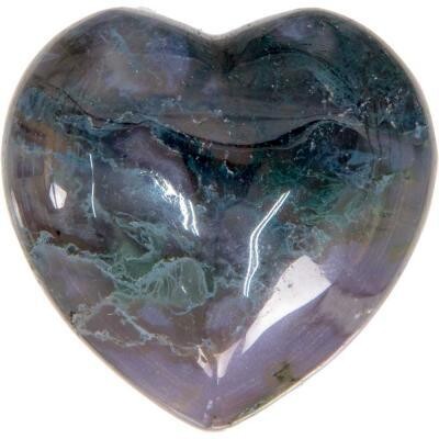 Gemstone Puffed Heart - Moss Agate 1.5&quot;