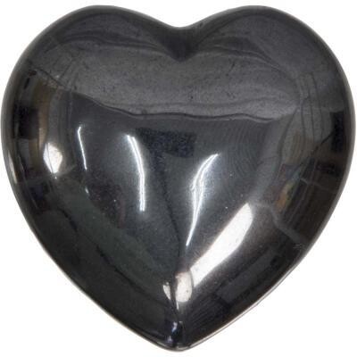 Gemstone Puffed Heart - Hematite 1.5"