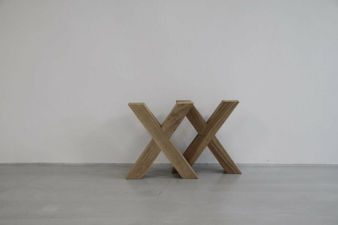 Holz Tischgestell X-Typ Eiche natur