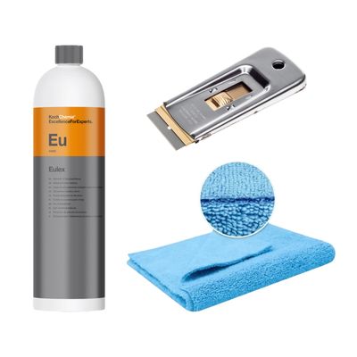 Klebstoffentferner Set für Glas