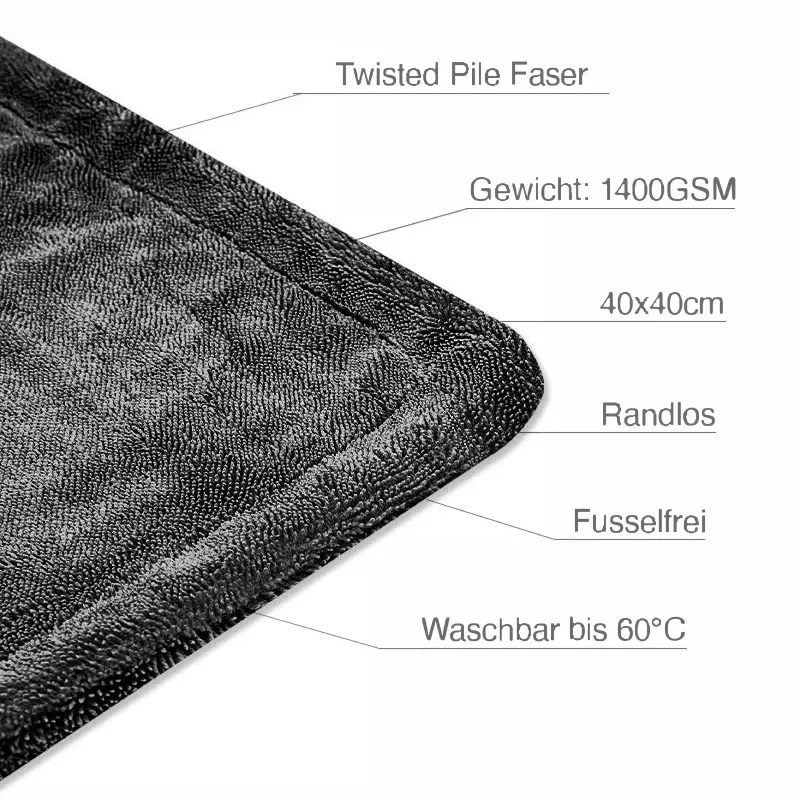 BLACK HOLE PREMIUM DRYING TOWEL 40X40CM 1400GSM EDGELESS