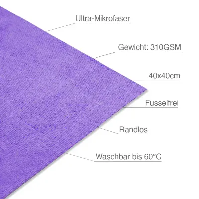 VALUE ALL-PURPOSE CLOTH - SET OF 5 PURPLE 40X40CM 310GSM