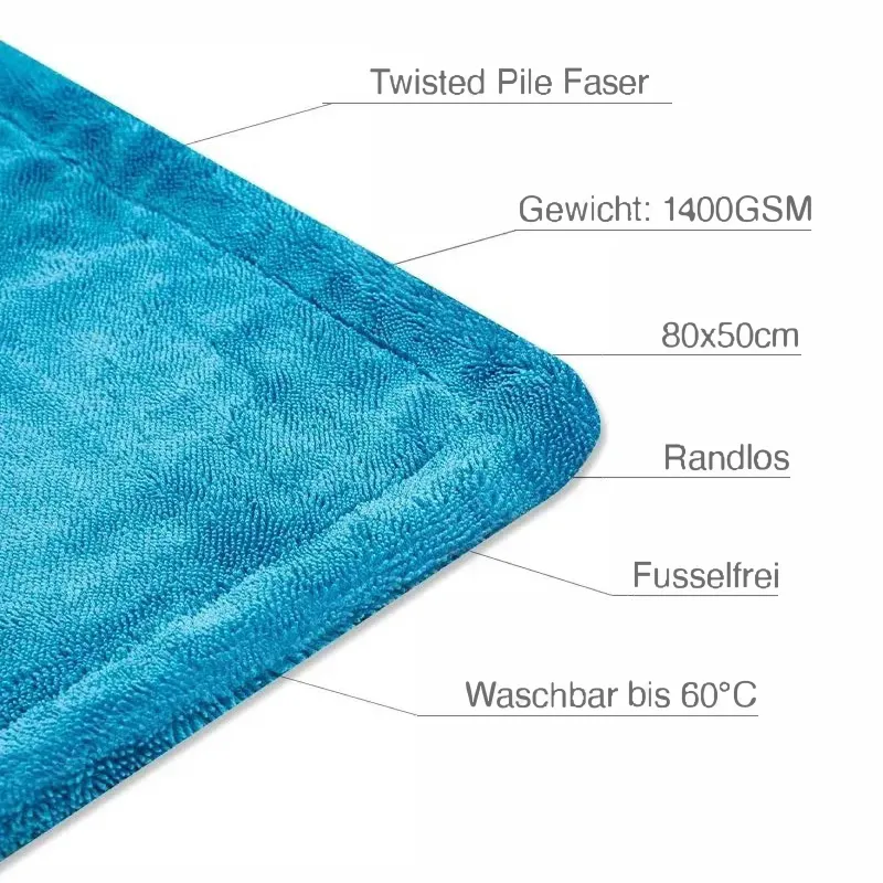 BLACK HOLE XL PREMIUM DRYING TOWEL 80X50CM 1400GSM BLUE EDGELESS