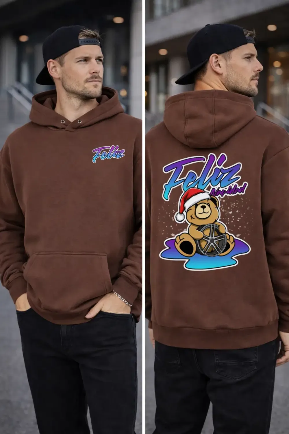 HOODIE "FELIZ NAVIDAD" BRAUN