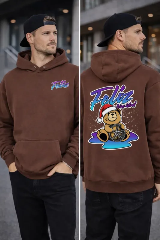 HOODIE HOODIE "FELIZ NAVIDAD" BRAUN