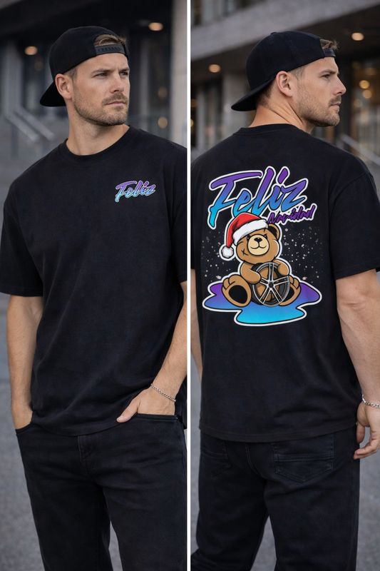 T-SHIRT "FELIZ NAVIDAD" DUNKELBLAU