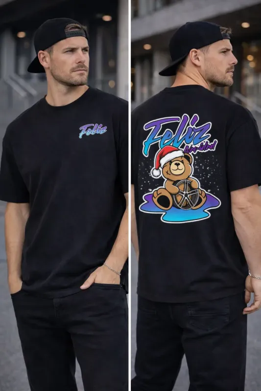 T-SHIRT "FELIZ NAVIDAD" DUNKELBLAU