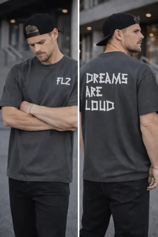 T-SHIRT "DREAMS ARE LOUD" GRAU