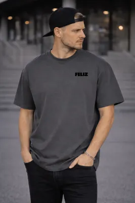 T-SHIRT "SCROLL LESS FEEL MORE" GRAU