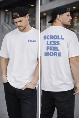 T-SHIRT "SCROLL LESS FEEL MORE" WHITE