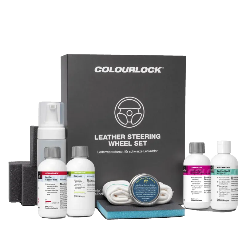 COLOURLOCK Leather Steering Wheel Set - Lederreperaturset für schwarze Lenkräder