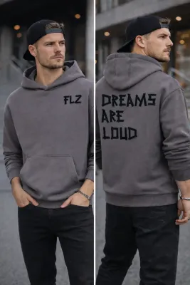 HOODIE "DREAMS ARE LOUD" GRAU