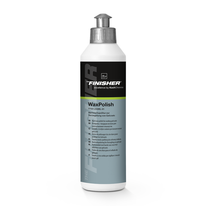 THE FINISHER WaxPolish 250ml — Wachspolitur zur Versiegelung von Gelcoats. Poliert, pflegt, veredelt und konserviert leicht verwitterte Rumpf- und Deckoberflächen.