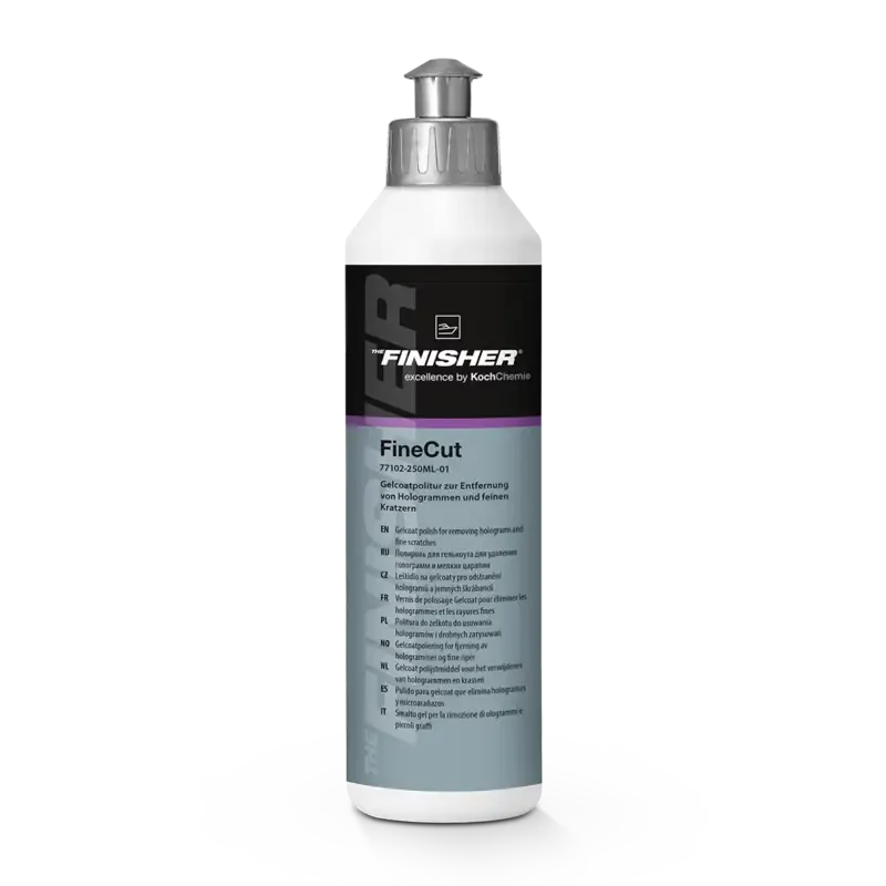 THE FINISHER FineCut 250ml — Politur zur Entfernung von Polierschleier, Hologramme und feine Kratzer auf leicht verwitterten und matten Gelcoats. Zur Vorbereitung von Versiegelungen.