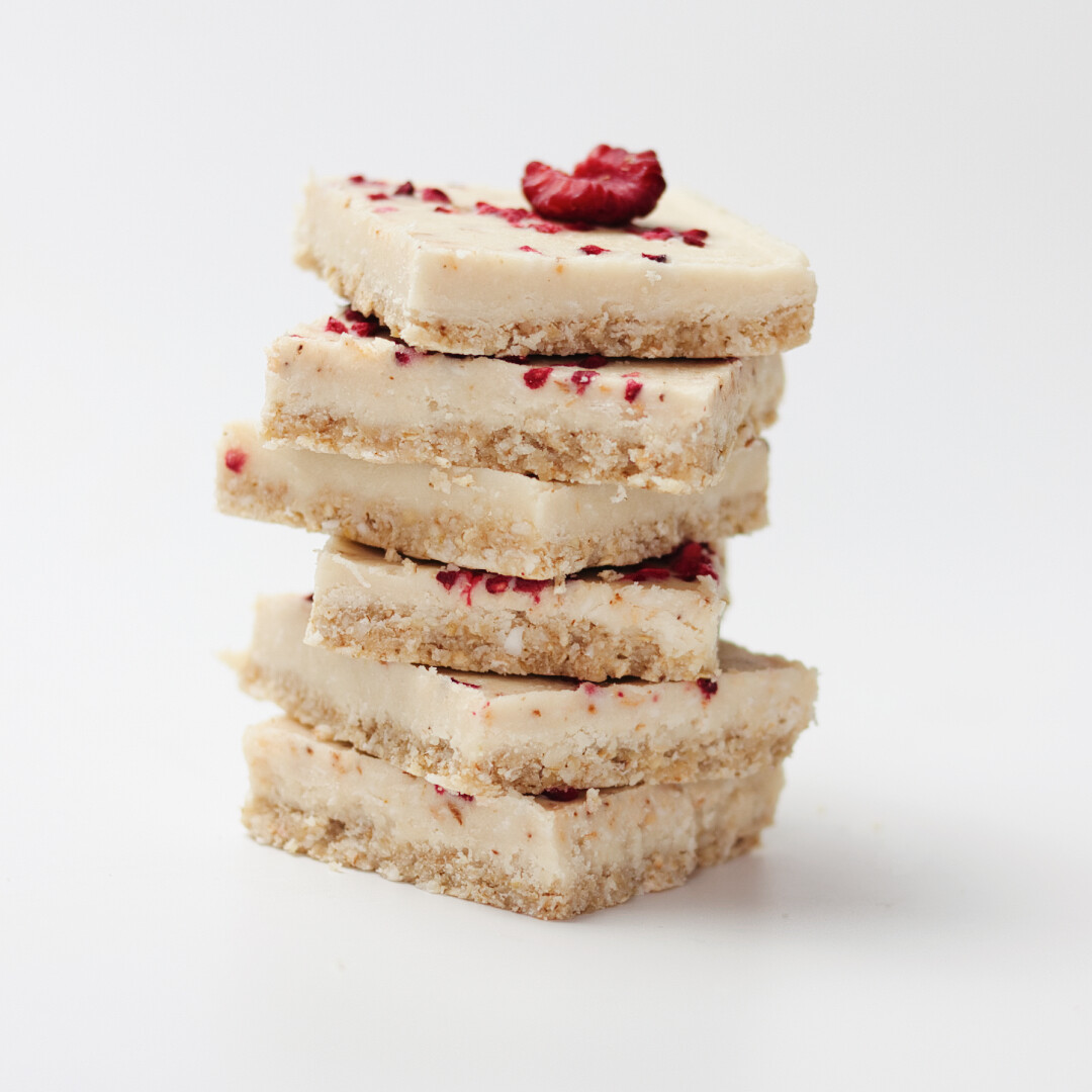 Kokos-Himbeer-Riegel vegan &amp; glutenfrei &amp; ohne raffinierten zucker
