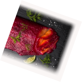 Gravlax de truite aux agrumes verts.