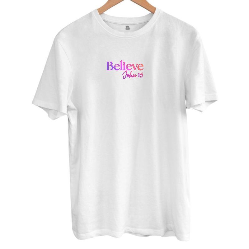 Believe Tee - Pink Logo