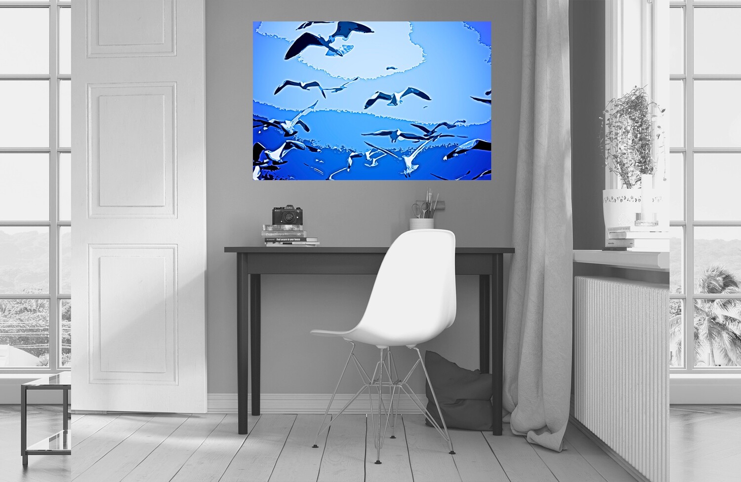 THE BIRDS BLUE (36&quot;x24&quot;)