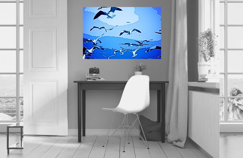 THE BIRDS BLUE (36&quot;x24&quot;)