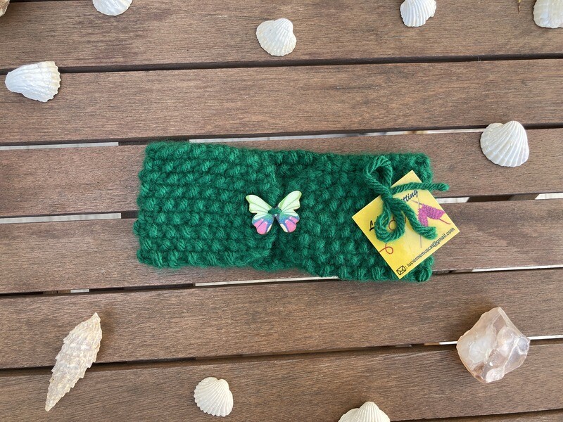 Emerald Green Headband with Butterfly detail