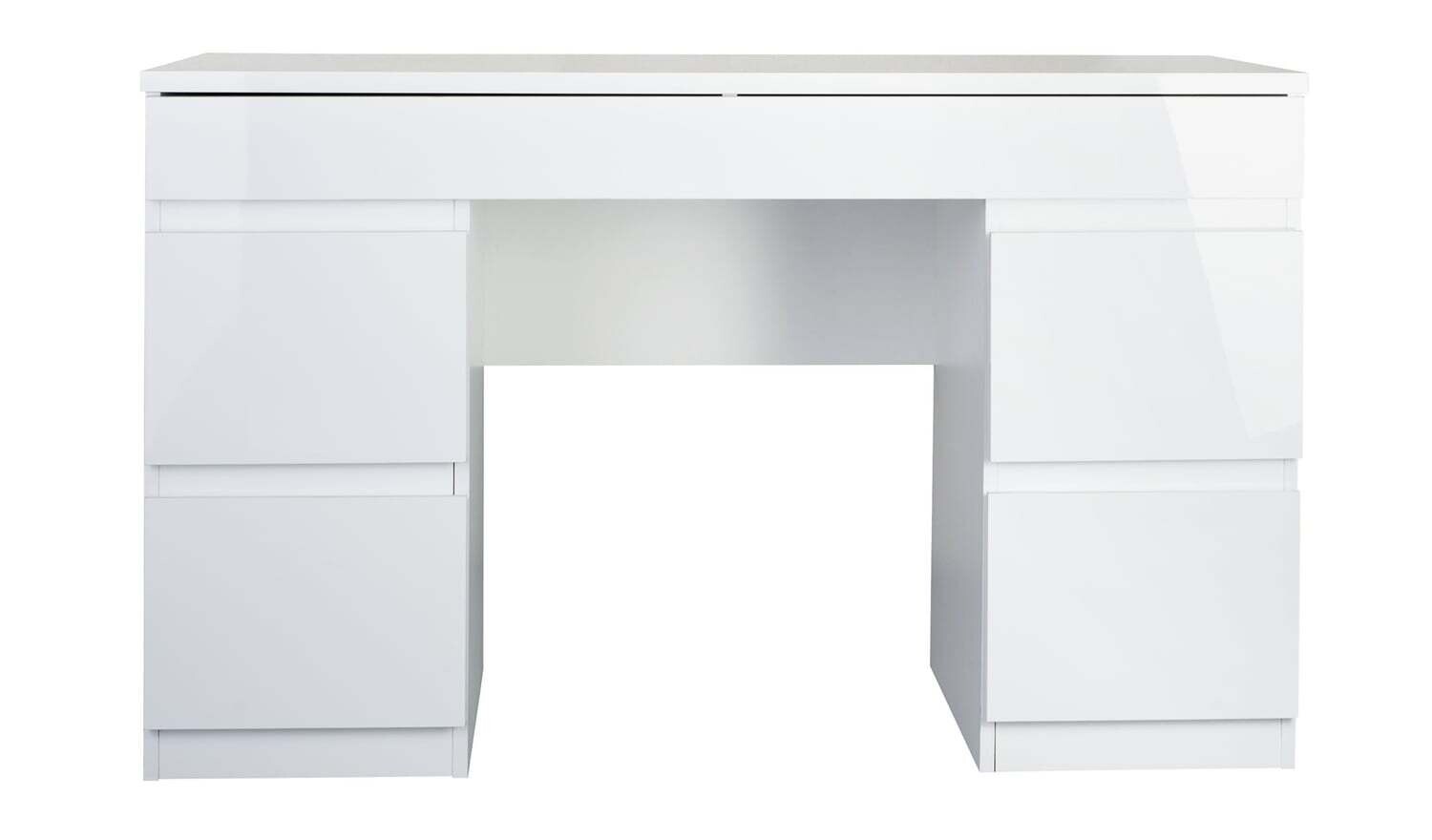 Jenson 6 Drawer Dressing Table Desk - White Gloss B(2392)^