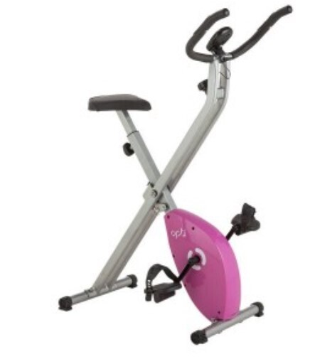 Opti Folding Magnetic Exercise Bike - Pink A-(2739) assembled